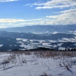Widok z Ćwilina 1072m na Gorce, w tle Tatry