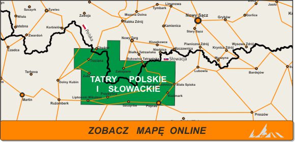 Mapa zakres Tatry Polskie i Słowackie
