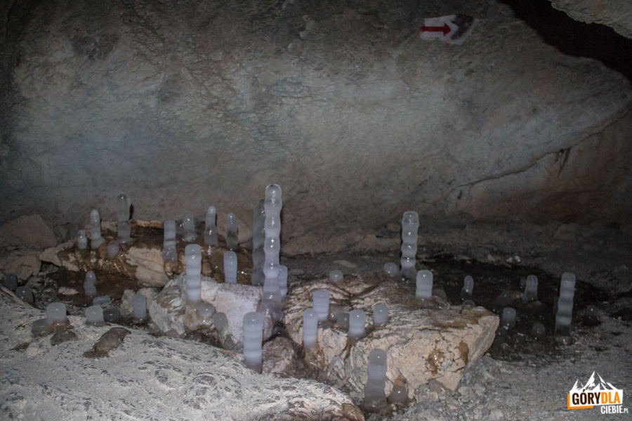 Lodowe stalagmity (Jaskinia Mylna)