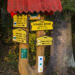 Drogowskazy przy przystanku Čarda w tatrzańskiej Kotlinie