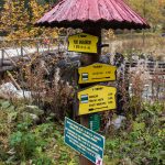 Drogowskazy przy mostku na potoku Javorinka w Dolinie Jaworowej