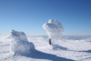 Fantazyjne śnieżne rzeźby na Pilsku