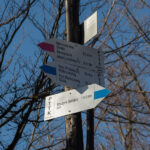 Drogowskazy szlaków na Przełęczy pod Malinowem (1005 m)