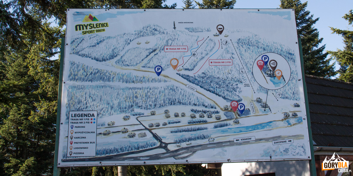 Mapa tras na szczycie góry Chełm