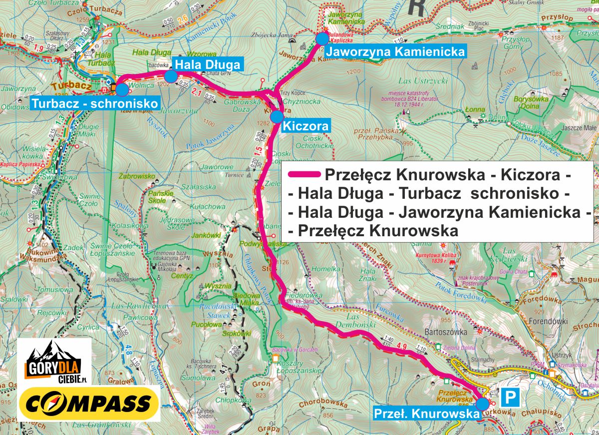 Knurowska Turbacz Jaworzyna Kamienicka mapa