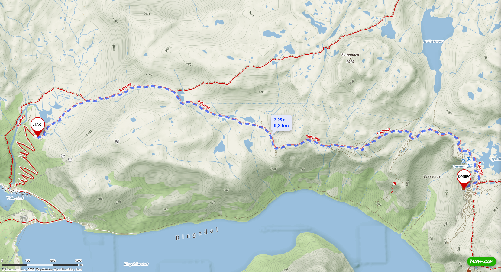 Język Trolla - mapa trasy